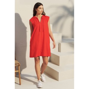 NEXT Linen Blend Tie Neck Mini Summer Dress