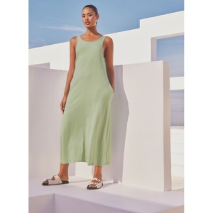 NEXT Sage Green 100% Cotton Jersey Sleeveless Summer Dress