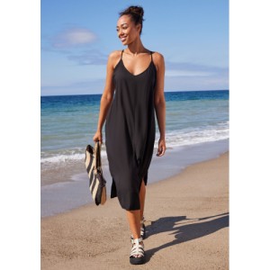 NEXT Black Racer Back V-Neck Midi Slip Summer Dress