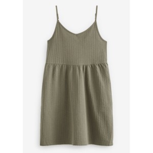 NEXT Cotton Seersucker Short V-Neck Cami Summer Dress