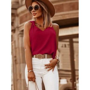 SHEIN Solid Knot Shoulder Tank Top