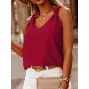 SHEIN Solid Knot Shoulder Tank Top