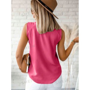 SHEIN Solid Knot Shoulder Tank Top