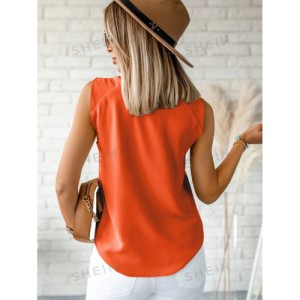 SHEIN Solid Knot Shoulder Tank Top