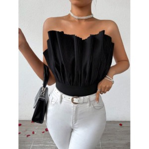 SHEIN Prive Fringe Trim Sequin Decor Crop Cami Top