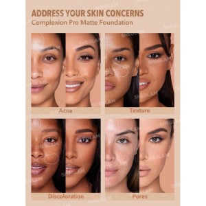 SHEGLAM Complexion Pro Long Lasting Breathable Matte Foundation-Porcelain Matte Sweat-proof Liquid Foundation Oil Control Full Coverage Pore-less Concealer Waterproof Flawless Non-Fading Weightless