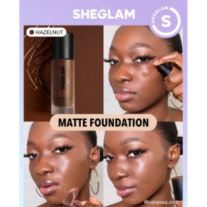SHEGLAM Complexion Pro Long Lasting Breathable Matte Foundation-Porcelain Matte Sweat-proof Liquid Foundation Oil Control Full Coverage Pore-less Concealer Waterproof Flawless Non-Fading Weightless