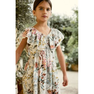 NEXT Berry Red Ditsy Print High Neck Long Sleeve Dress (12mths-16yrs)