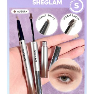 SHEGLAM Fill Me In 2-In-1 Eyebrow Pencil & Cream-Auburn, Sweat-proof Dual-Ended Eyebrow Pen, Smudge-Proof Non-Greasy Natural Eyebrow Cream Gel