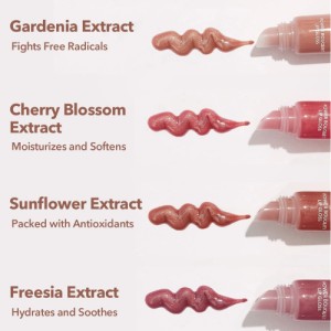 SHEGLAM Power Bouquet Lip Gloss-See It Through Shiny Tinted Moisturizing Lip Gloss Plumping Non-Sticky Lip Oil Repairing Camelia Extract Lip Care