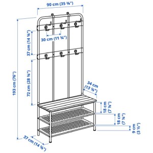 جالباسی با قفسه کفش ایکیا MACKAPAR سایز 78x32x200