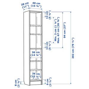 کتابخانه ایکیا BILLY / HOGBO سایز 40x30x202 سانتی