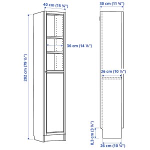 کتابخانه با پنل ایکیا BILLY / OXBERG سایز 40x30x202