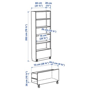 کتابخانه با کشو ایکیا BILLY سایز 80x30x202 سانتی