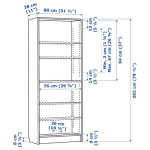 کتابخانه ایکیا BILLY سایز 80x28x202 سانتی