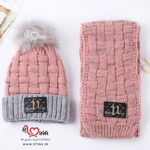ست کلاه و شال گردن بافتنی بچگانه مدل L1