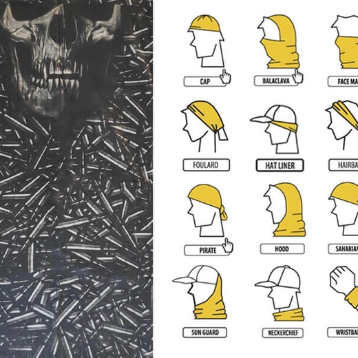 اسکارف باندانا کیسه ای طرح اسکلت و فشنگ