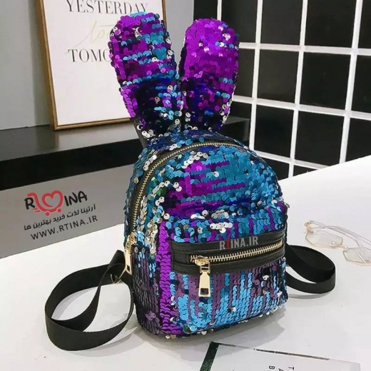 کوله پشتی دخترانه پولکی خرگوشی مدل Y10