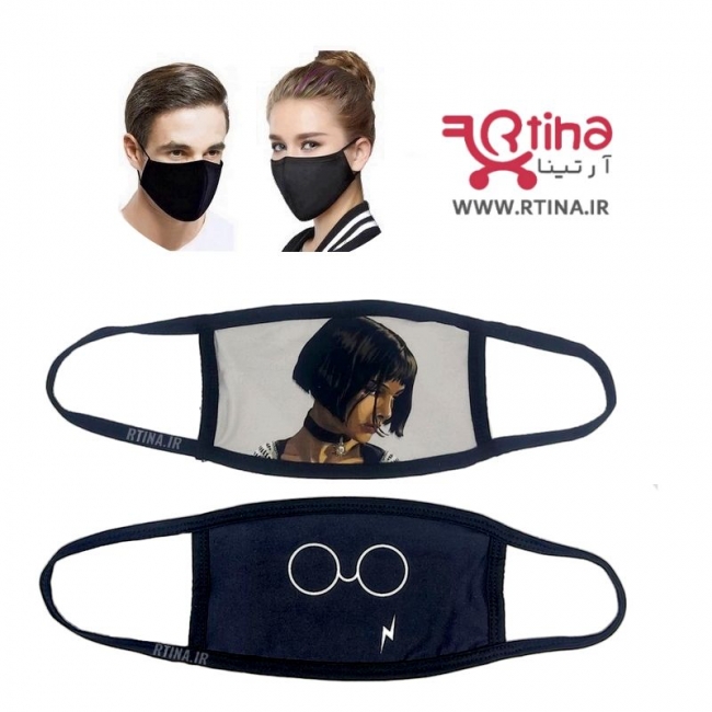 ماسک صورت مشکی رنگ ، طرح عینک