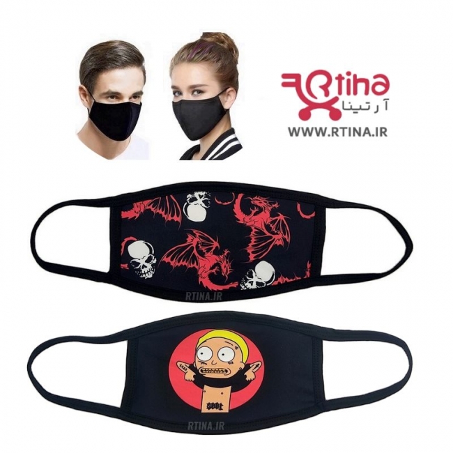 ماسک دهنی مشکی مدل اژدها و اسکلت2