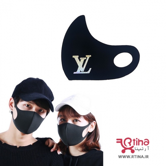 ماسک مشکی ساده طرح LV