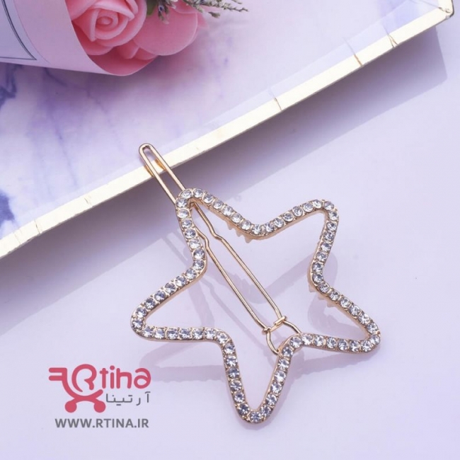 گیره فلزی مو نگین دار مدل star