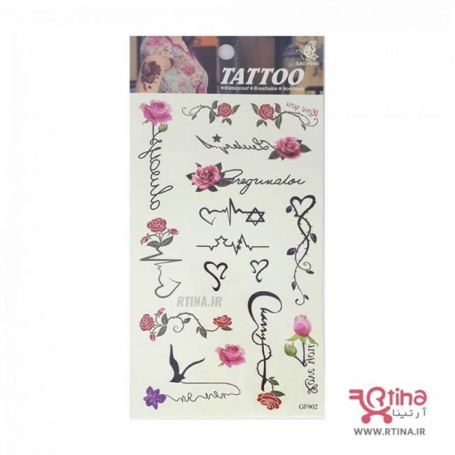تاتو برچسبی مدل گل و ضربان قلب