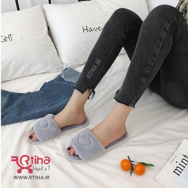 دمپایی خز دخترانه مدل love