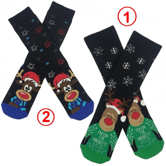 جوراب زنانه حوله ای طرح کریسمسی EKMEN2