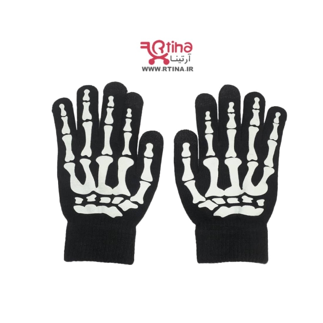 دستکش طرح اسکلت بافتنی پسرانه دخترانه و زنانه