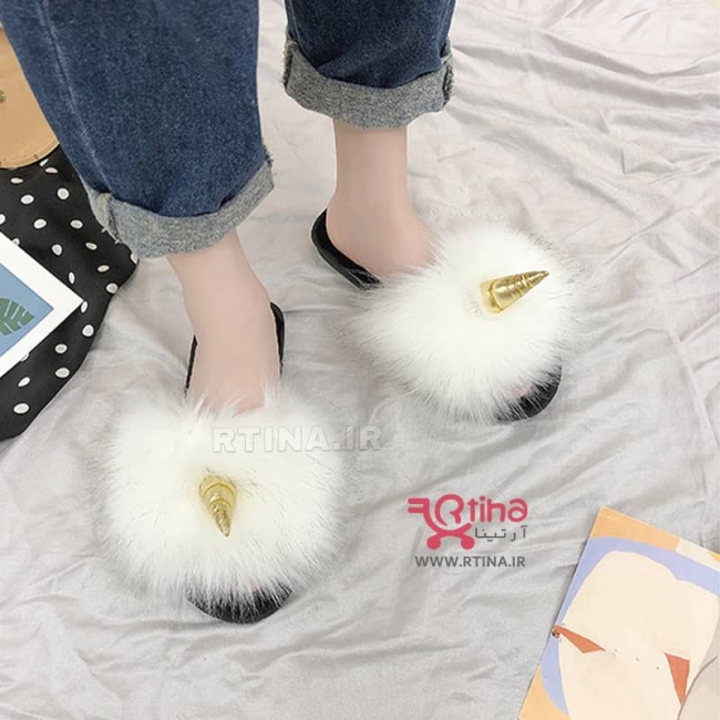 دمپایی روفرشی شاخ دار دخترانه-تینیجر طرح یونیکورن مدل RT-S03