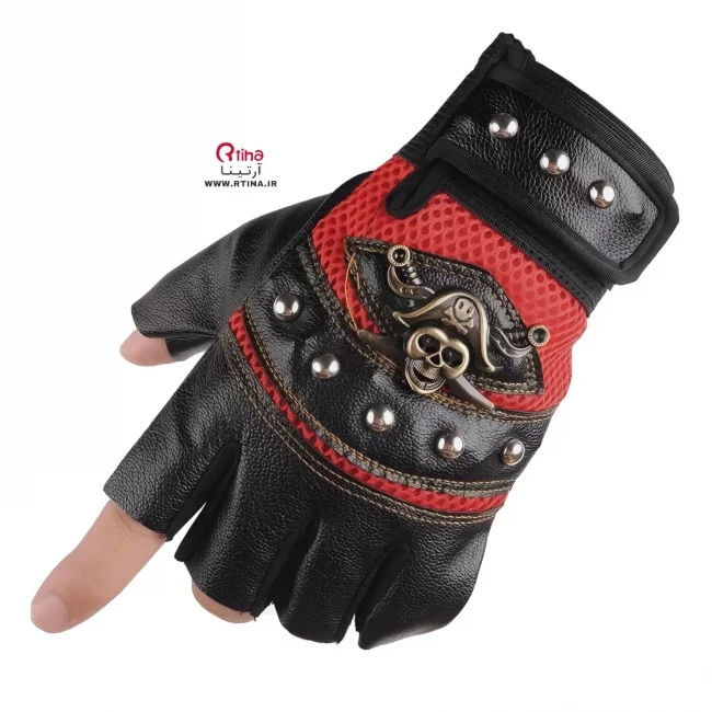 دستکش بدون انگشت اسپرت مدل اسکلتی- دزد دریایی