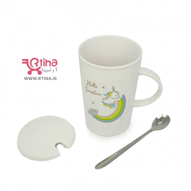 لیوان ماگ فانتزی بزرگ سفید مدل عروسکی Hello Sunshine