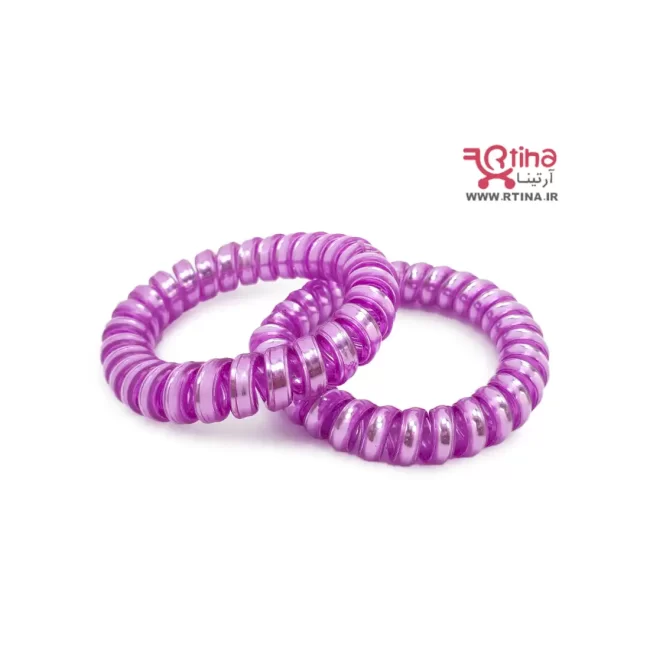 کش مو مدل سیم تلفن رنگ بنفش (بسته 2عددی)