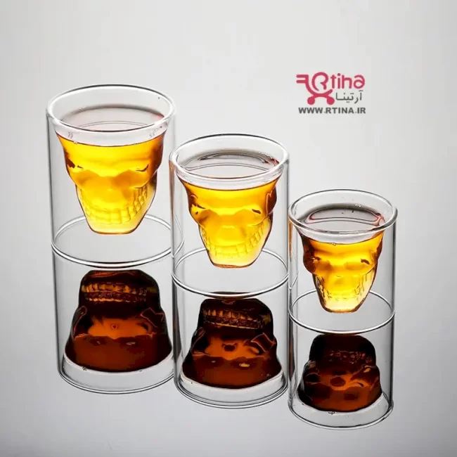 ماگ دوجداره جمجمه شیشه ای سه بعدی  نوشیدنی و قهوه (وارداتی)