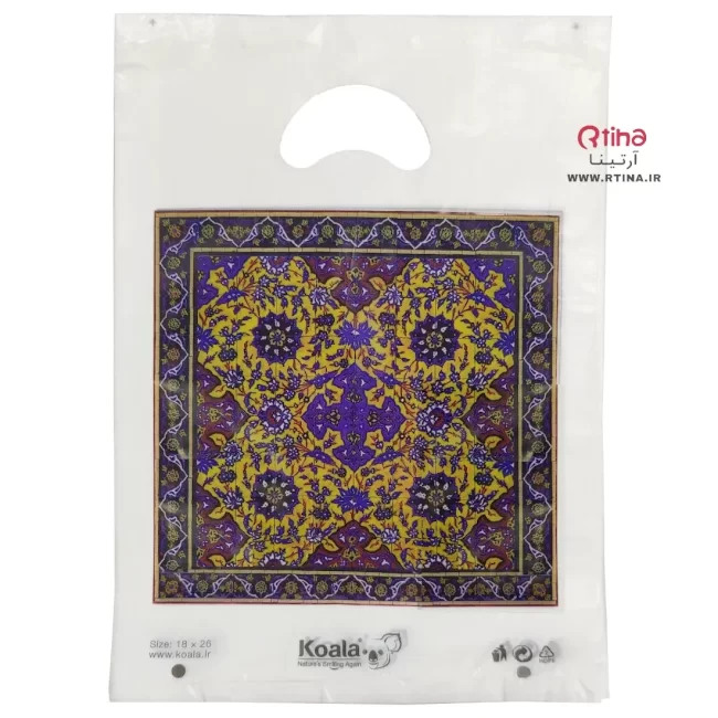 نایلون کوچک طرح دار سایز 26*18 دسته دار/ 100 تایی