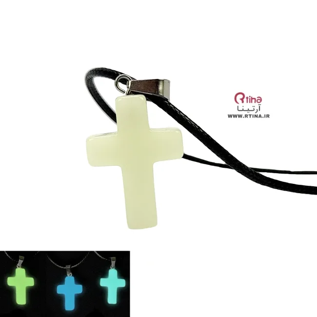 پلاک گردنبند صلیب شبرنگ/  دخترانه و پسرانه +بند 60 سانتی رایگان