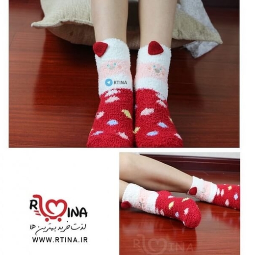 جوراب زنانه بوکله ای مدل بابانوئل