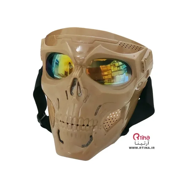 ماسک اسکلتی نظامی رنگ خاکی/لنز رنگی