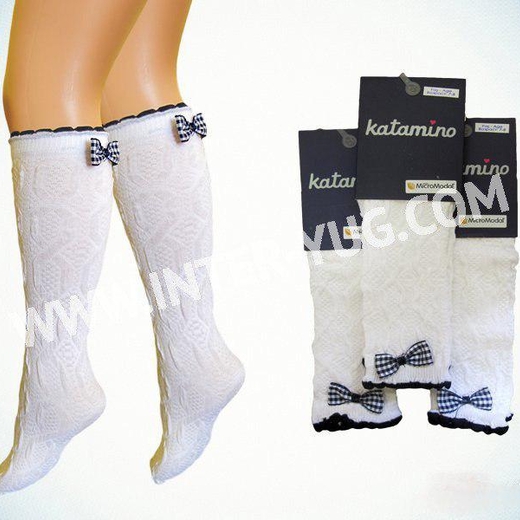 جوراب بلند دخترانه پفکی مدل پشت پاپیون