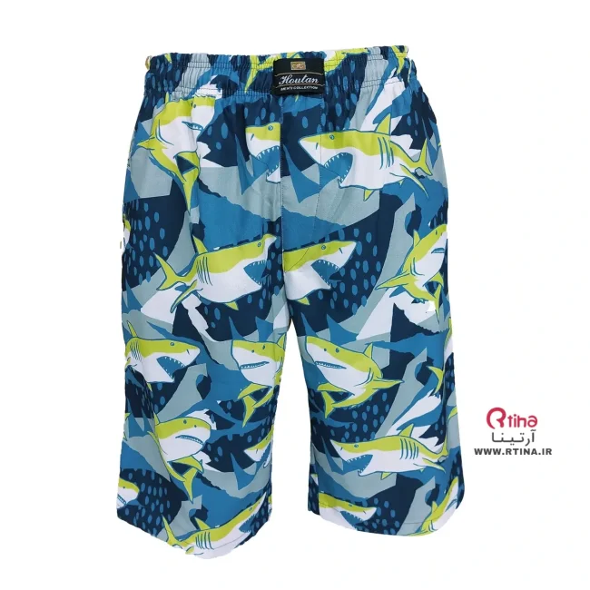 شلوارک مردانه جیب دار طرح ساحلی/ نهنگ