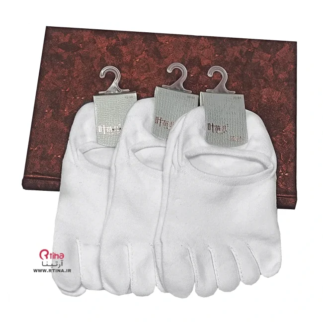 جوراب ساده پنج انگشتی کلاسیک سفید مدل زیر قوزکی