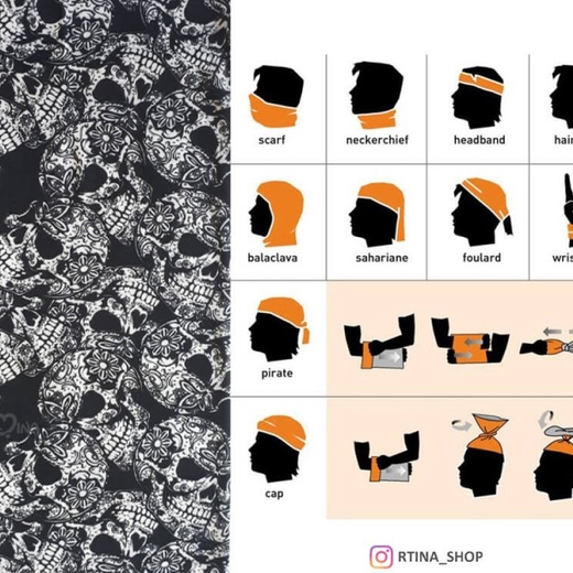 دستمال سر کوهنوردی طرح اسکلت 1