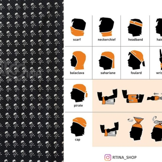دستمال سر اسپرت پسرانه/دخترانه طرح اسکلت های ریز