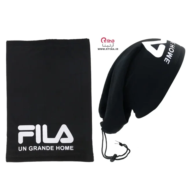 اسکارف مشکی بند دار زمستانه دو لایه طرح FILA