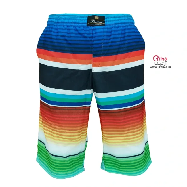 شلوارک راحتی مردانه نخی طرح راه راه رنگی