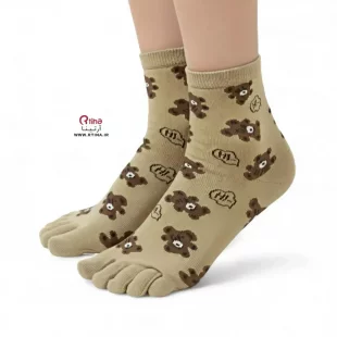 جوراب انگشت دار نخی  زنانه طرح تدی
