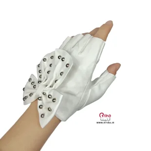 دستکش چرم سفید زنانه مخصوص رانندگی