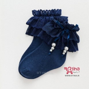 جوراب دخترانه مدل لب تور مرواریدی RT-QIUBO1