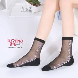 جوراب شیشه ای زنانه طرح شکوفه مدل E1